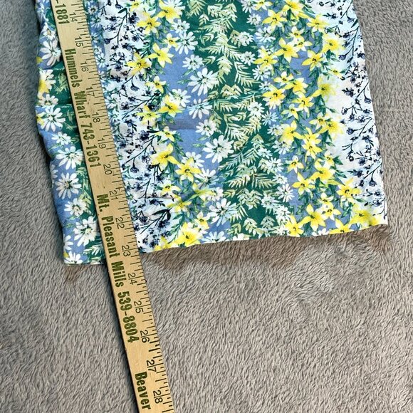 Loft Pants Women's Medium Green Floral Print Wide Leg Cropped Bohemian Fairy - Picture 6 of 11